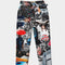 Trendy Abstrak Pattern Women's All-Over Print Belted Tapered Pants