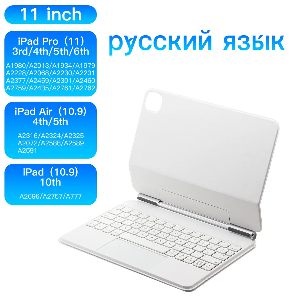 For iPad Magic Keyboard For iPad 10th Pro 11 12.9 3rd/4/5/6th Air 10.9 4/5th Ultra Slim Bluetooth Keyboard for iPad Accessories