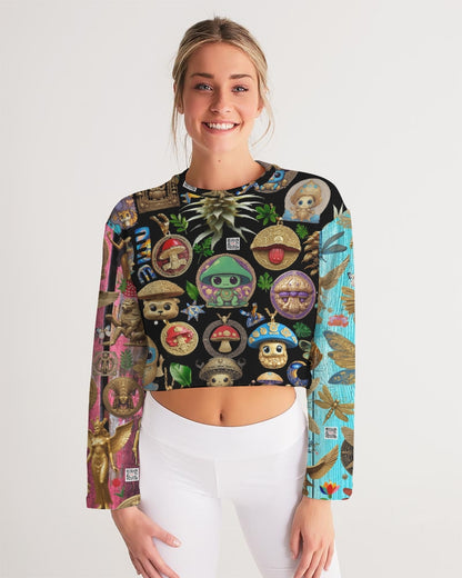 Abstrak dragonfly Women's All-Over Print Cropped Sweatshirt