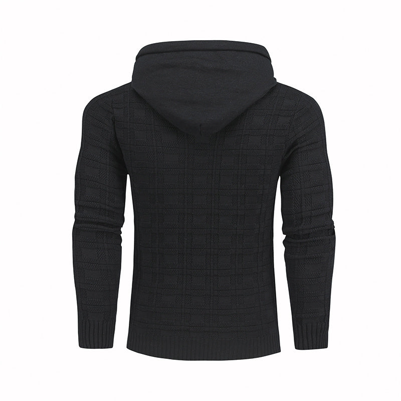 Men Knitting Hooded Sweater 3D Elastic Color Insert Hoodies