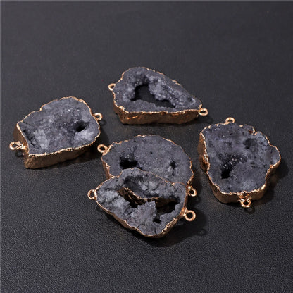 Fashion Trend Natural Druzy Stone Connectors 20-35mm Irregular Colorful Quartzs Agat Charms Pendant For Jewelry Making Supply