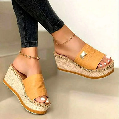 Womens High Heels Sandal Summer Leisure Wedges Sandals 2022 New Outdoor Beach Slippers Women Platform Mules Slipper Plus Size 43