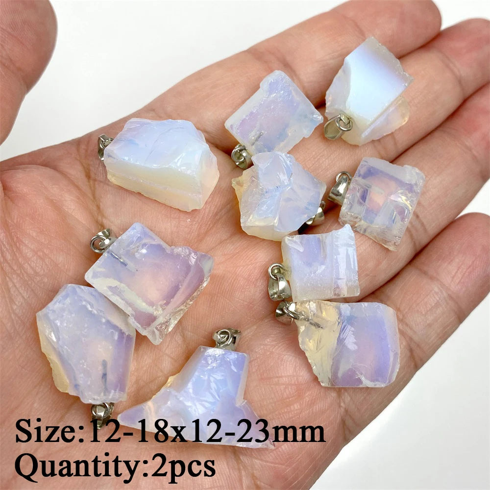 2PCS/lot Opal Stone Pendant White Oval Heart Star Moon Shape Connector Charms Fit Jewelry Making DIY Necklace Earrings Bracelets