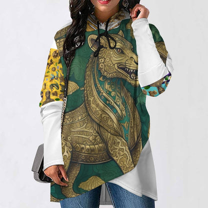 230gsm Poncho-style Long Sleeve Women Hoodie with Irregular Hem DS001 (All-Over Printing)