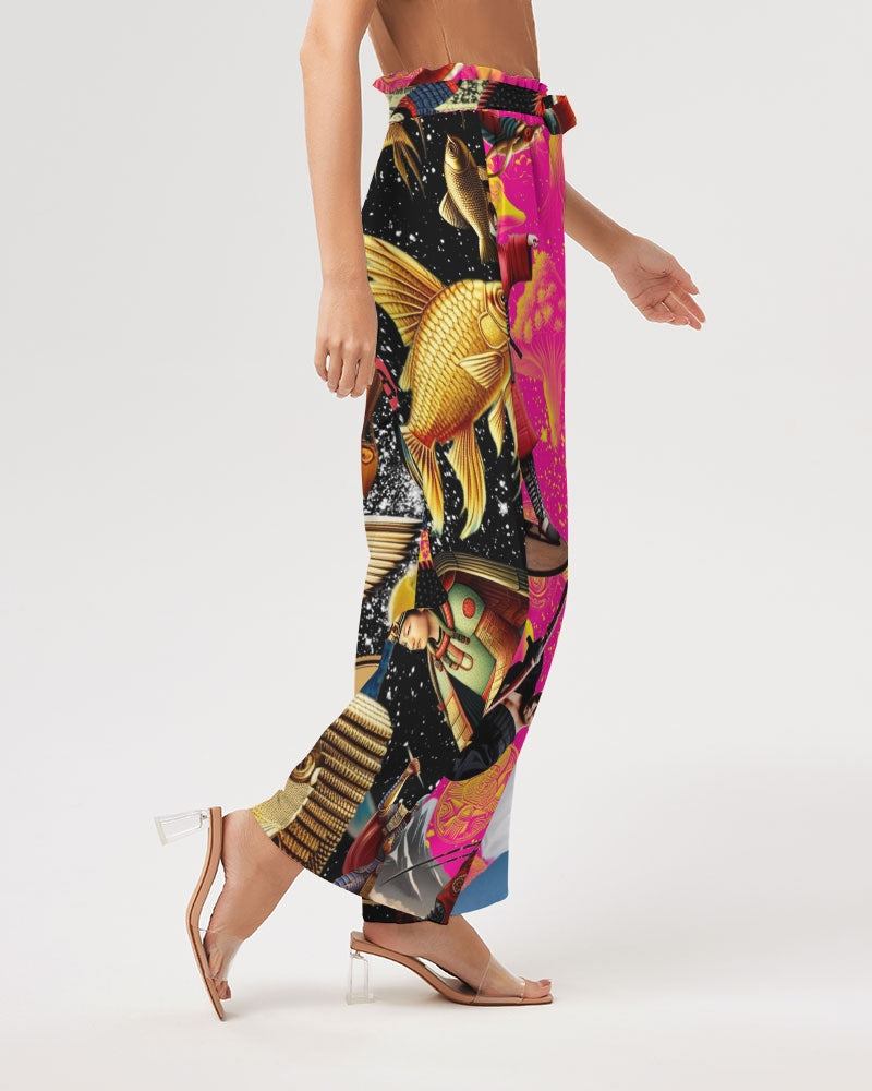 Trendy Abstrak Pattern Women's All-Over Print High-Rise Wide Leg Pants