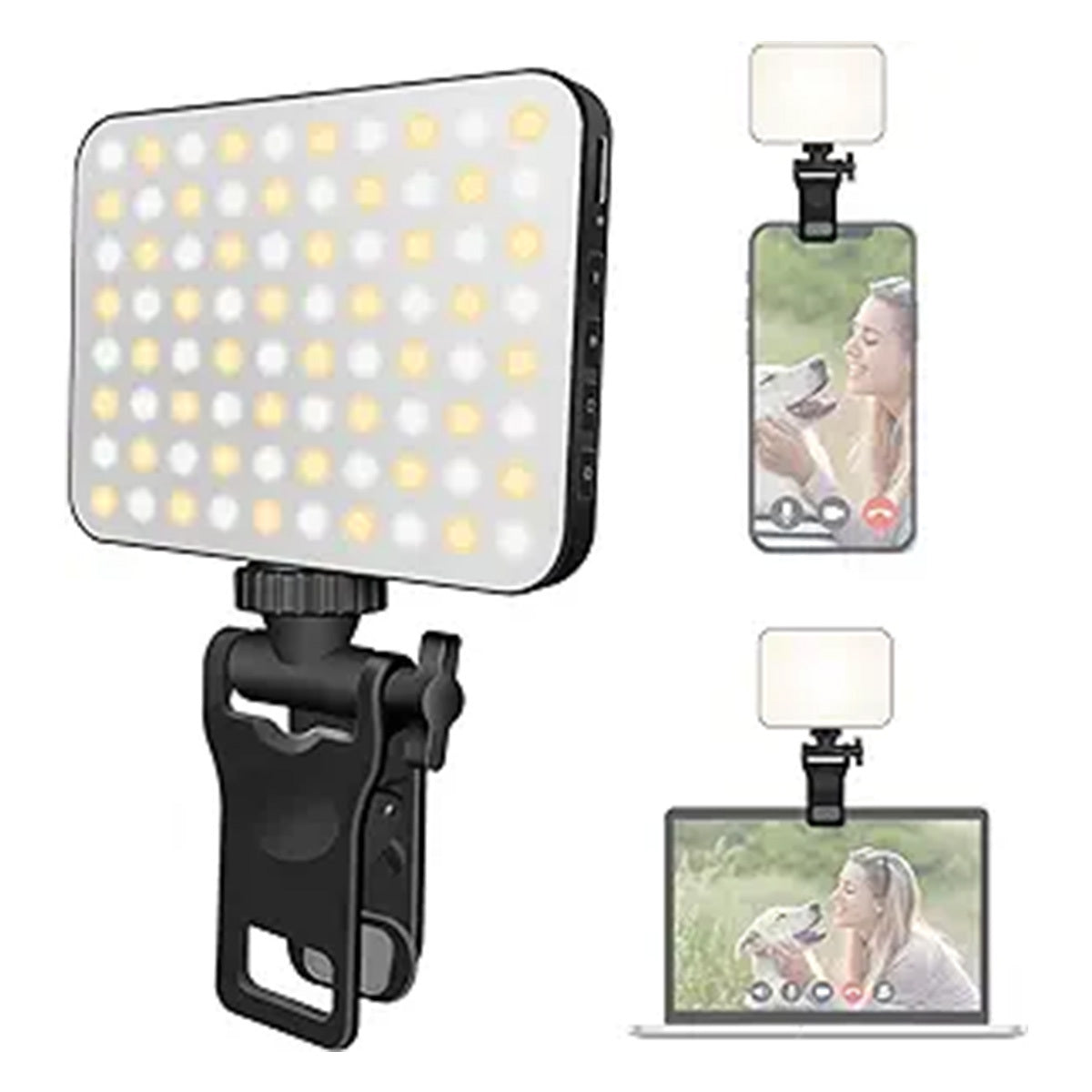 CN,Rechargeable Selfie Light, Clip Fill Light For Phone Laptop Tablet Portable Light For Video Conference Live Streaming Zoom Call Makeup Picture White