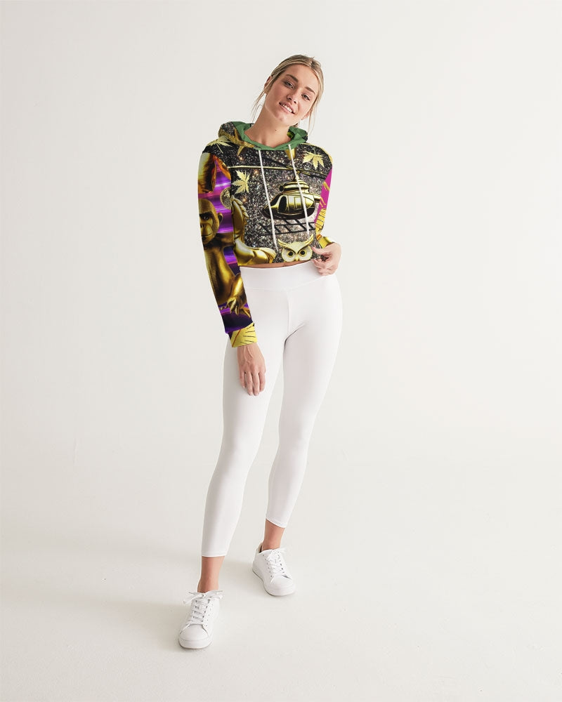 Robotic Abstrak Women's All-Over Print Cropped Hoodie