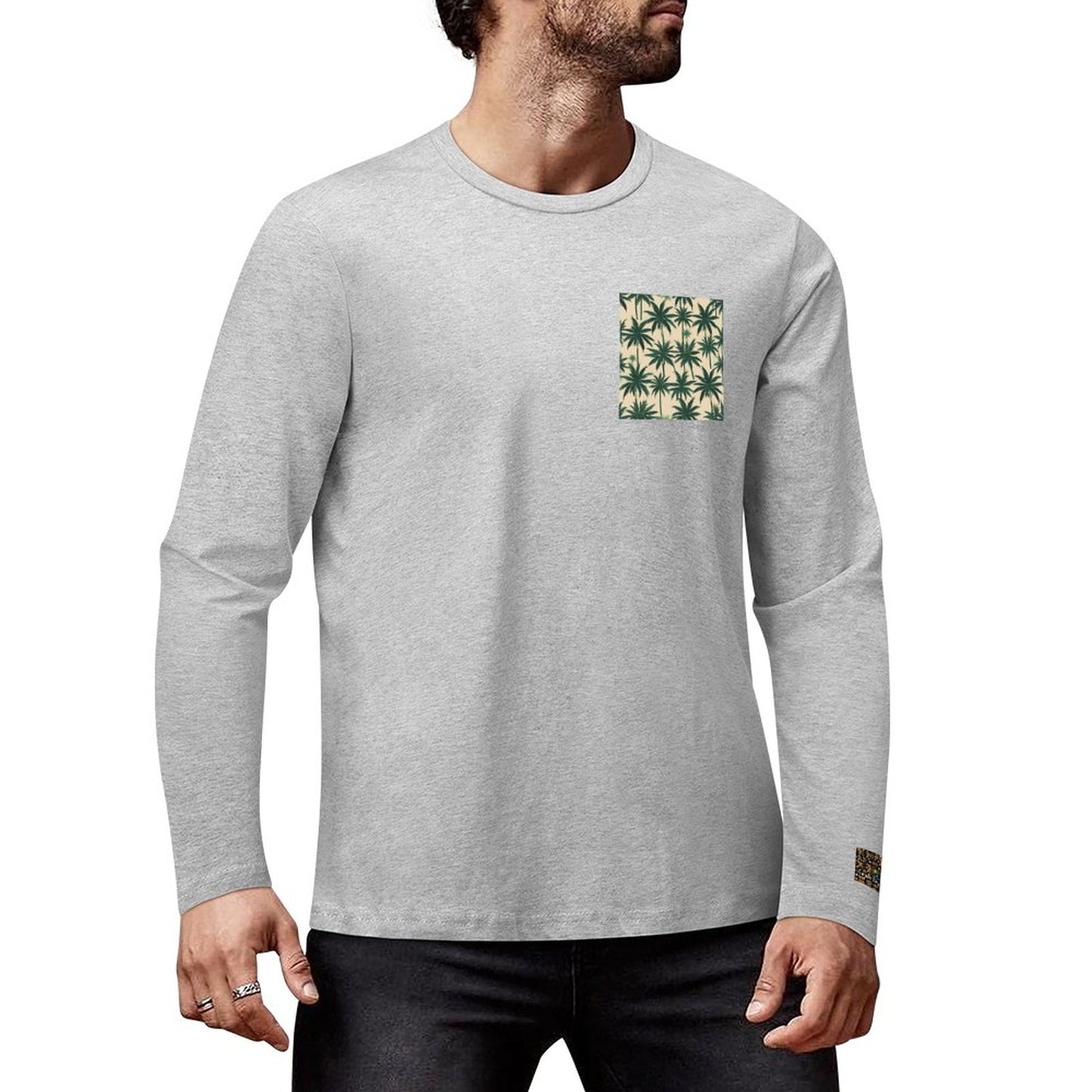 DTF 160gsm Cotton Men's Long Sleeve T-shirt (Front+Sleeve Printing)