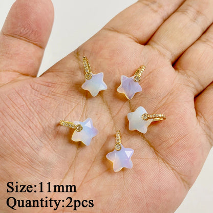 2PCS/lot Opal Stone Pendant White Oval Heart Star Moon Shape Connector Charms Fit Jewelry Making DIY Necklace Earrings Bracelets