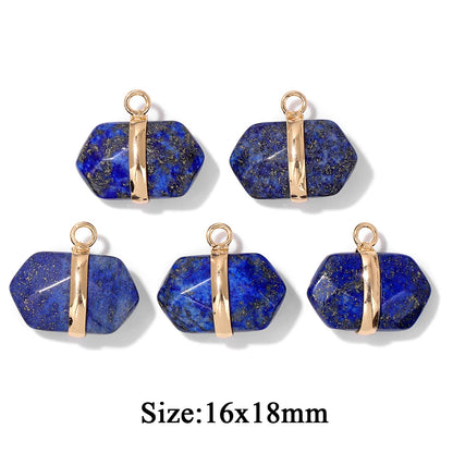 5PCS/lot Lapis Lazuli Stone Pendant Blue Moon Apple Oval Shape Gem Charms For Jewelry Making DIY Necklace Earrings DIY Handmade