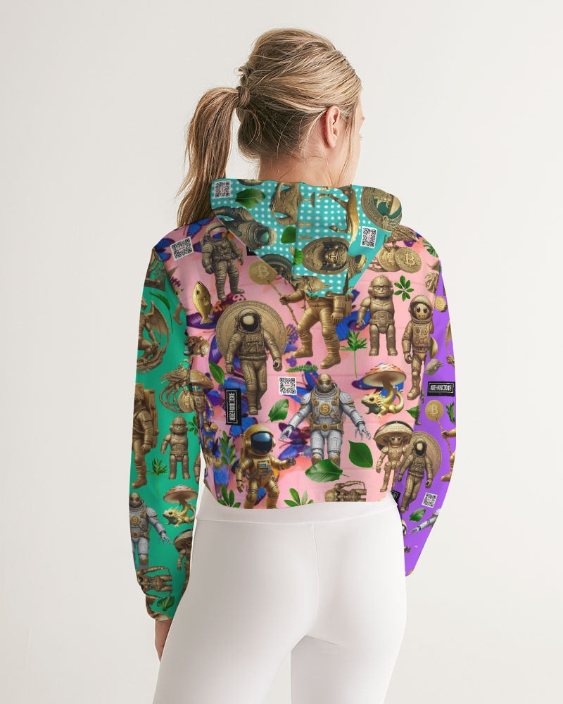 Ancient Abstrak Collection Women's All-Over Print Cropped Hoodie