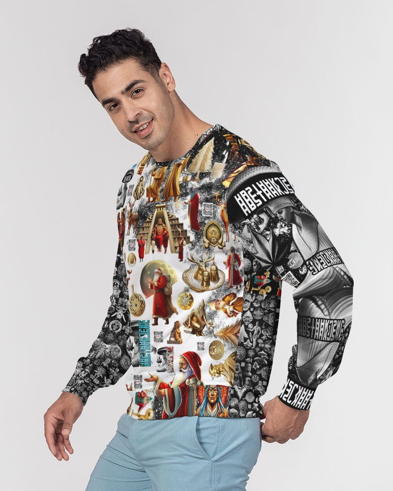 Matrix Vison Men's All-Over Print Classic French Terry Crewneck Pullover