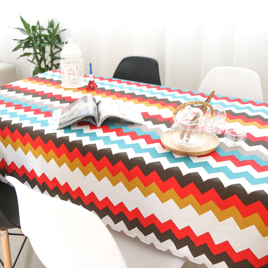 Colorful Stripe Print Home Dining Table Cloth Table Cover