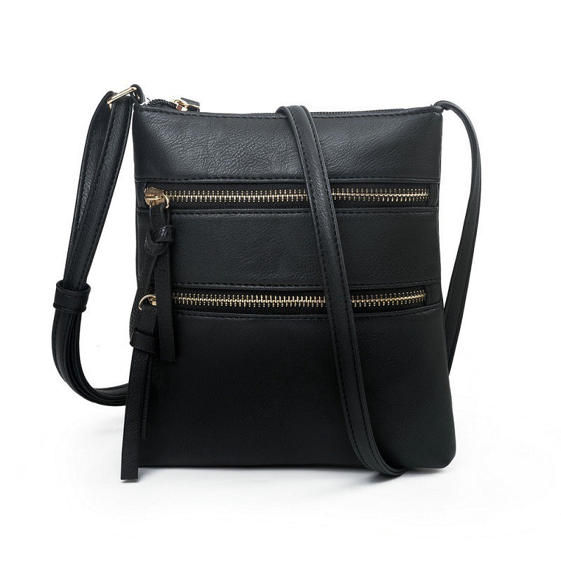 Leisure multifunctional pocket with double zipper vertical women's bag single shoulder bag crossbody bag