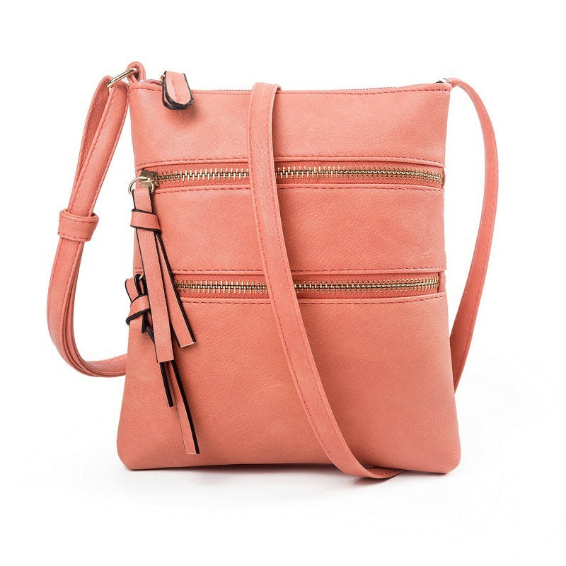 Leisure multifunctional pocket with double zipper vertical women's bag single shoulder bag crossbody bag