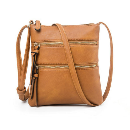 Leisure multifunctional pocket with double zipper vertical women's bag single shoulder bag crossbody bag