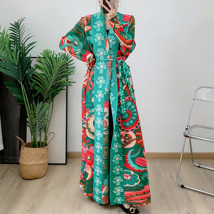 Folded Muslim New Robe Versatile Long sleeved Coat Coat Coat Cloak Printed Women's Fashion