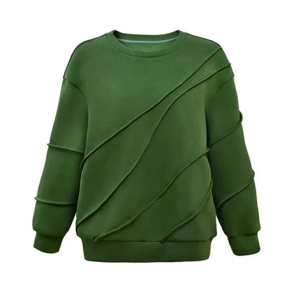 Green Hoodies Women Fashion O Neck Long Sleeve Tops Autumn New Casual Elegant Women's Oversized Sweatshirt Basic Clothes