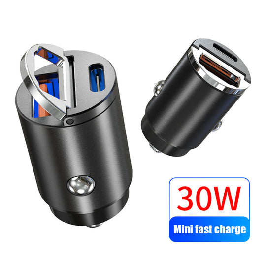 USB Fast Charger Mini  Quick Charge Charger Adapter 30W PD+PD Car Charger For iPhone