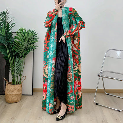 Folded Muslim New Robe Versatile Long sleeved Coat Coat Coat Cloak Printed Women's Fashion