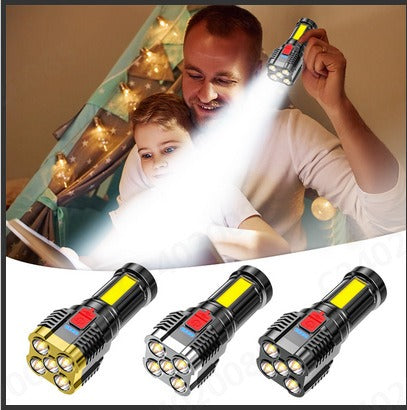 5 Led Flashlight Strong Light Outdoor Portable Cob Side Light Work Light USB Rechargeable Led Flashlight