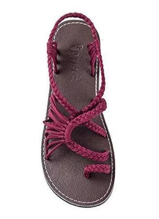 Woven sandals women's flat toe sandals