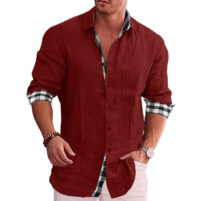 Leisure men's cotton and linen shirt men's shirt men's shirt