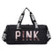 New fitness bag, shoe compartment, dry wet separation bag, sports travel bag, shiny pink letter single shoulder crossbody bag