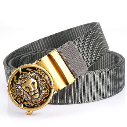 Non porous and toothless alloy automatic buckle tank patterned nylon waist belt