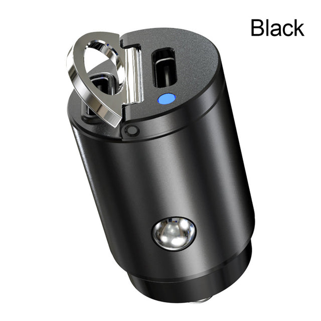 USB Fast Charger Mini  Quick Charge Charger Adapter 30W PD+PD Car Charger For iPhone