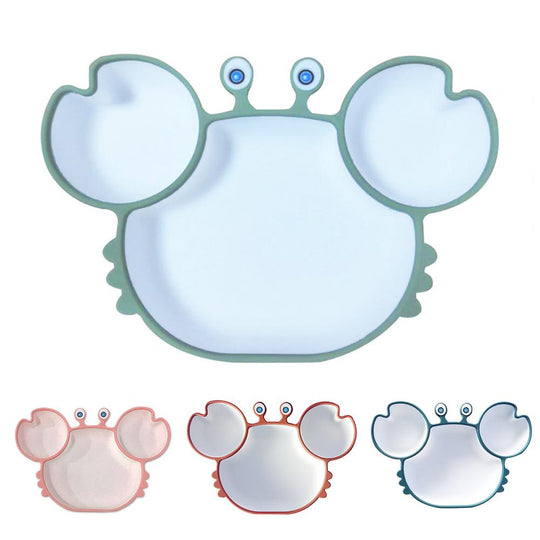 Silicone Cartoon Crab Plate Sucker Tableware For Baby Dinner Plate Infant