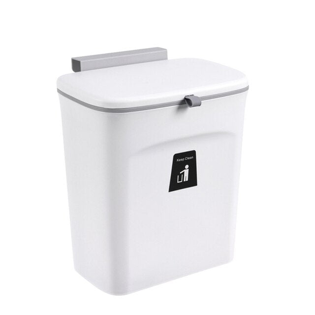 Kitchen Sliding Cover Trash Can Wall-Mounted Storage Bucket