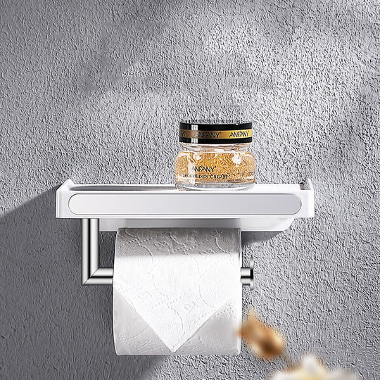 White Chrome Wall Mounted Toilet Tissue Roll Paper Holder