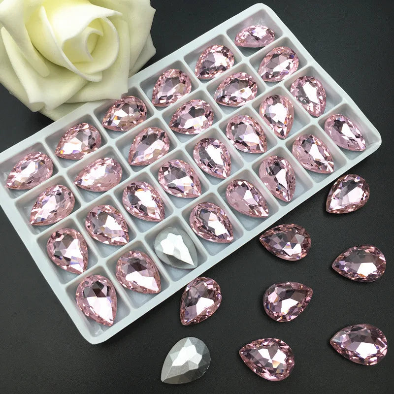 New 3D Nail Rhinestone 10x14mm Drop Pointback Glass Crystals Use for Nail DIY Decorations Rhinestones