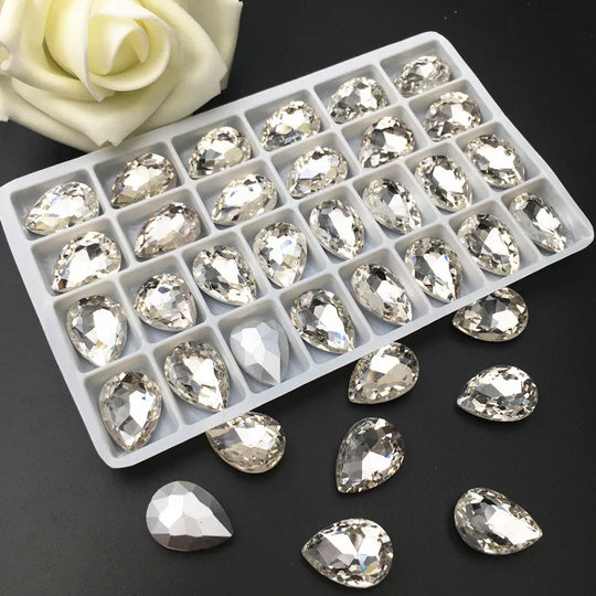 New 3D Nail Rhinestone 10x14mm Drop Pointback Glass Crystals Use for Nail DIY Decorations Rhinestones