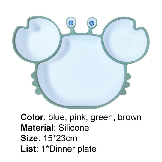 Silicone Cartoon Crab Plate Sucker Tableware For Baby Dinner Plate Infant