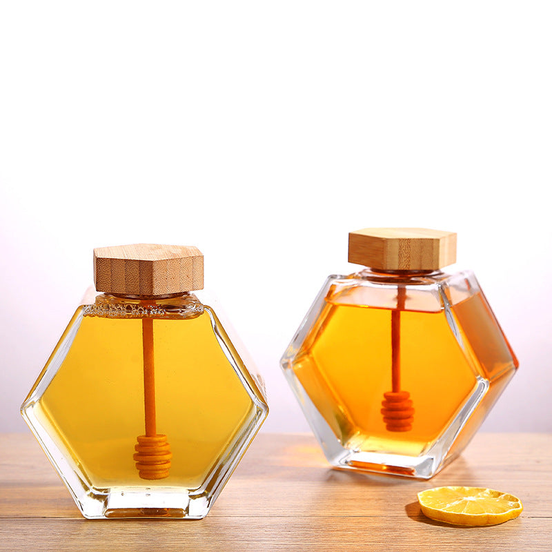 Honey Jar High-grade Flat Square Glass Bottle