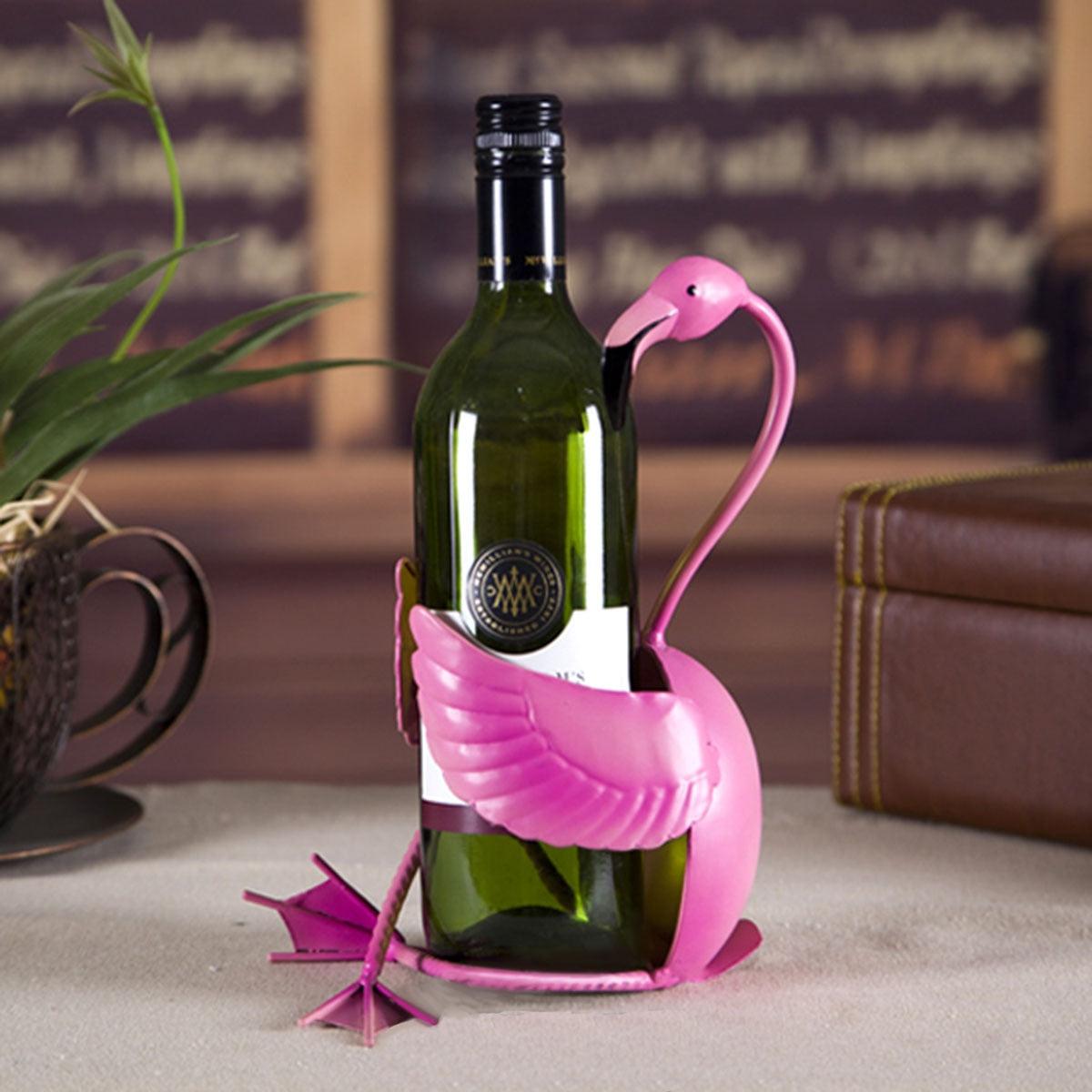 Flamingo Wine Holder Wine Shelf Metal Sculpture