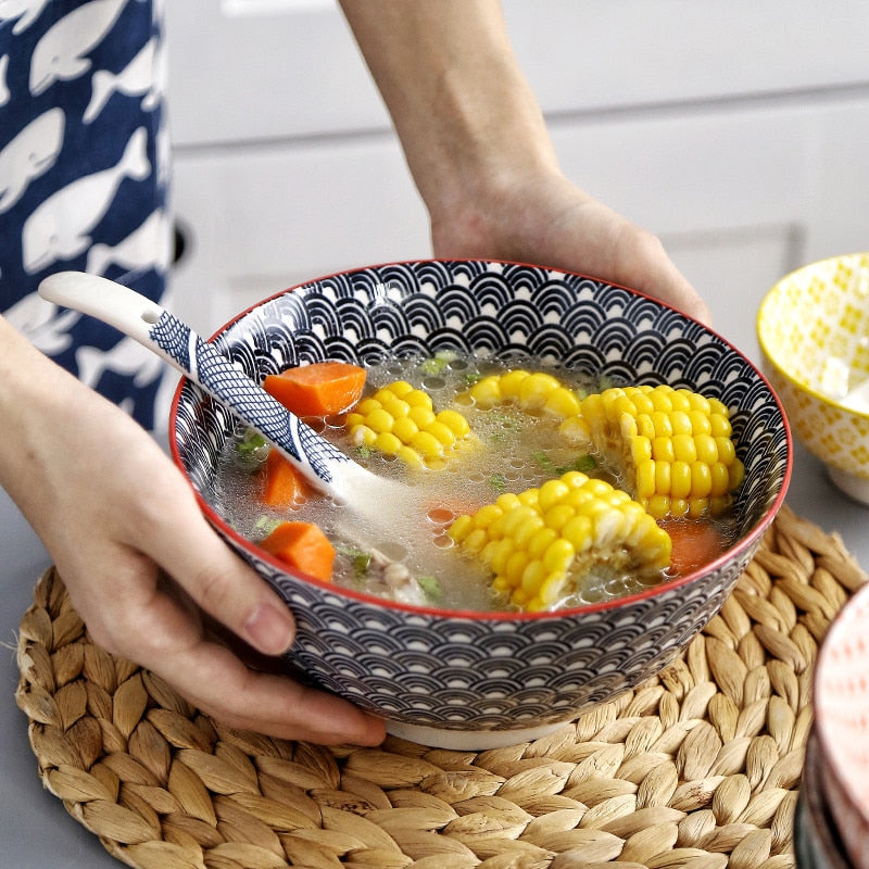 8 Inch Japanese Style Large Soup Bowl Ceramic Rice Bowl