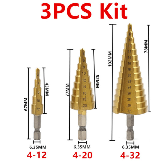 Straight Groove Step Drill Bit Metal Hole Cutter Core Drilling Tools Set