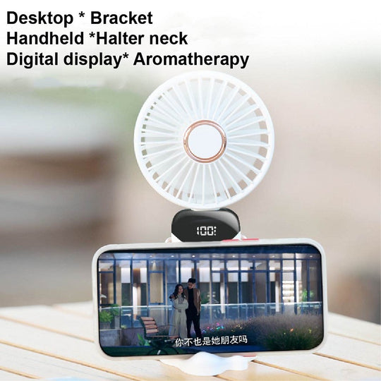 USB Handheld Fan Digital Display Foldable Aromatherapy Fan