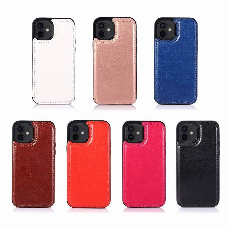 Solid Color Leather Flip Case Cover for iPhone 11 12 13 Pro 7 8 PLUS X XS Max XR