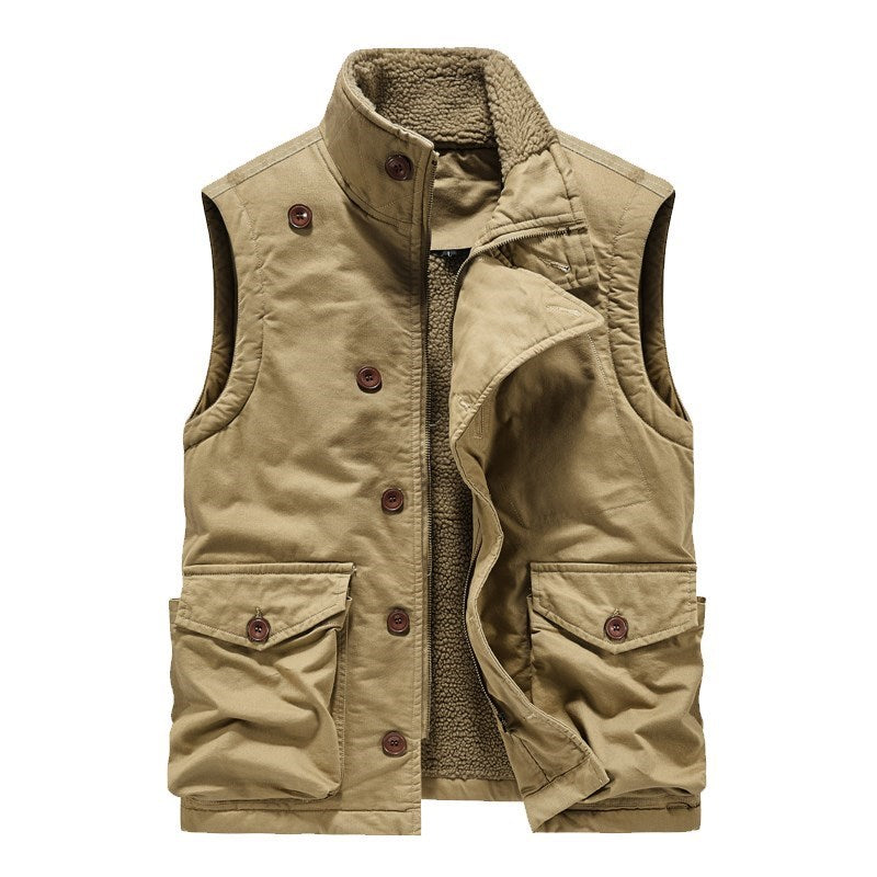 Men's Thickened Multi-pocket Plus-sized Plus-sized Waistcoat Men's Vest Jacket