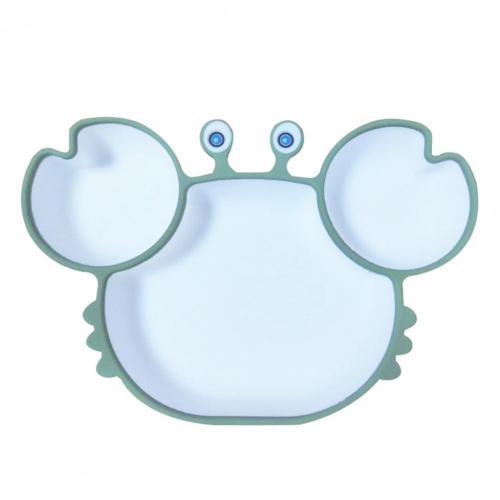 Silicone Cartoon Crab Plate Sucker Tableware For Baby Dinner Plate Infant