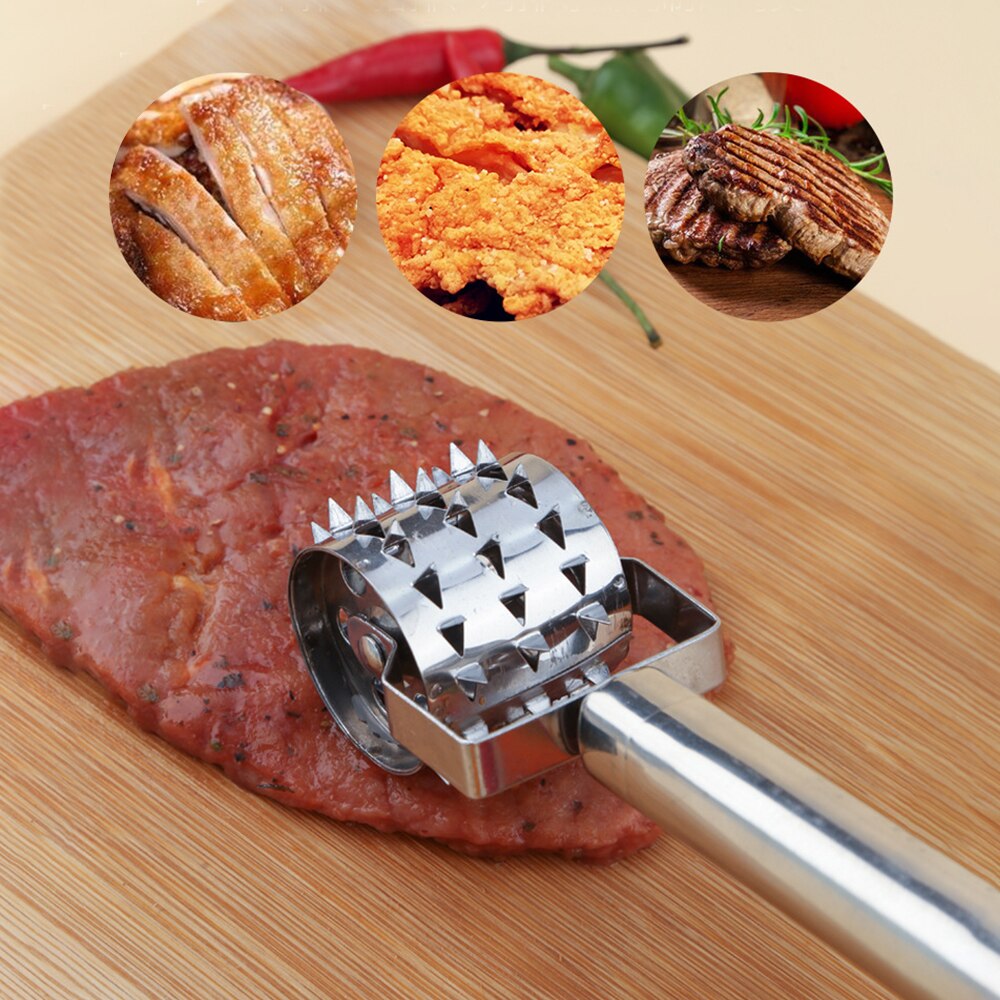 Stainless Steel Meat Tenderizer Handheld Rolling Loose Meat Hammer Roller