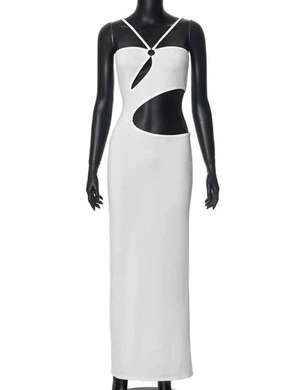 NIDANSSI White Hollow Out Evening Party Dress Women 2024 Backless Elegant Sexy Dress Bodycon Maxi Long Summer Dress Vestidos