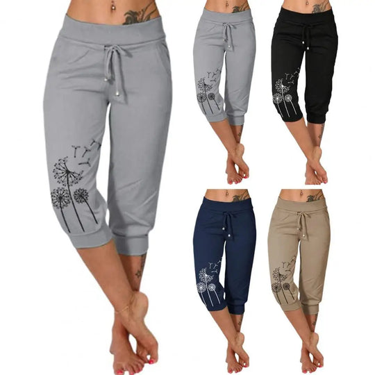 Fashion Mid calf Lady Pants 2023 Summer Drawstring Pockets Cropped Pants Women Sports Shorts For Outdoor Pantalones