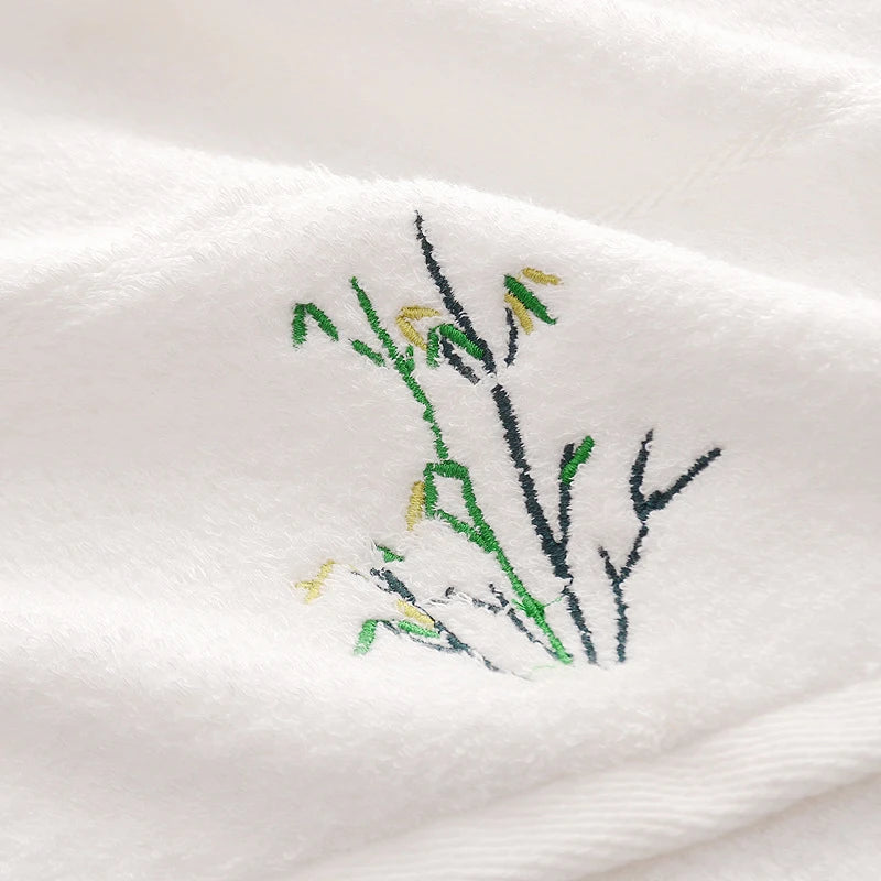 Embroidered Bamboo Fiber Towel Set for Adult High Quality Solid Color Super Absorbent Bath Towel Home Bath Towels & Hand Towels