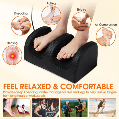 Electric Foot Massager Shiatsu Kneading Calf Muscles Hot Compression Deep Tissue Muscles Heated Roller Relaxation Relief Stress