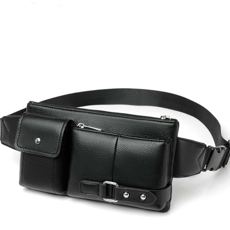 Multi Pocket Fanny Pack PU Leather Waist Bag Slim Shoulder Bag